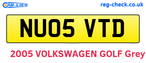 NU05VTD are the vehicle registration plates.