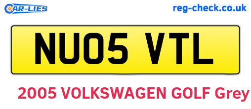 NU05VTL are the vehicle registration plates.