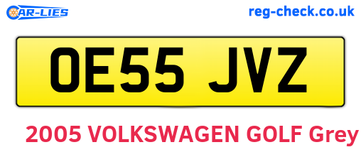 OE55JVZ are the vehicle registration plates.