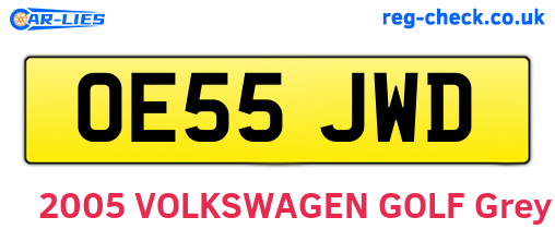 OE55JWD are the vehicle registration plates.