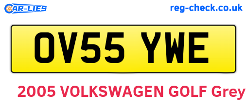 OV55YWE are the vehicle registration plates.