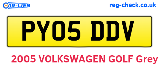 PY05DDV are the vehicle registration plates.