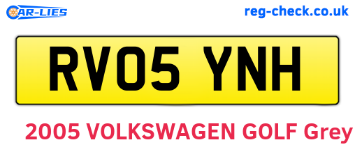 RV05YNH are the vehicle registration plates.