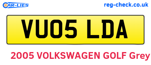 VU05LDA are the vehicle registration plates.