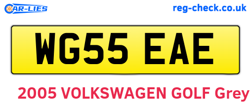 WG55EAE are the vehicle registration plates.