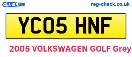 YC05HNF are the vehicle registration plates.
