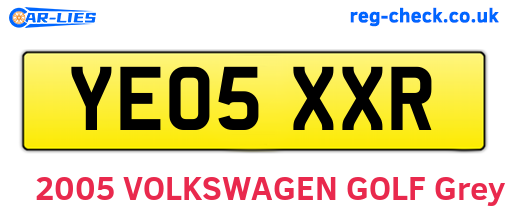YE05XXR are the vehicle registration plates.