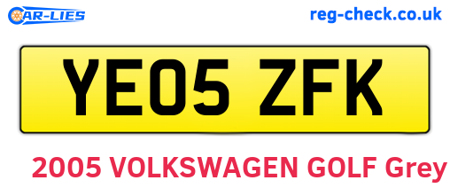 YE05ZFK are the vehicle registration plates.