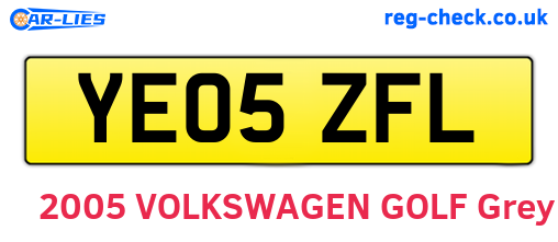 YE05ZFL are the vehicle registration plates.