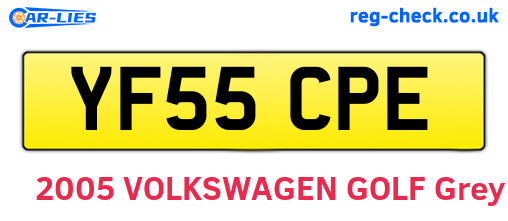 YF55CPE are the vehicle registration plates.