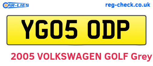 YG05ODP are the vehicle registration plates.