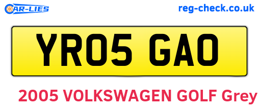 YR05GAO are the vehicle registration plates.