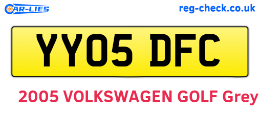 YY05DFC are the vehicle registration plates.
