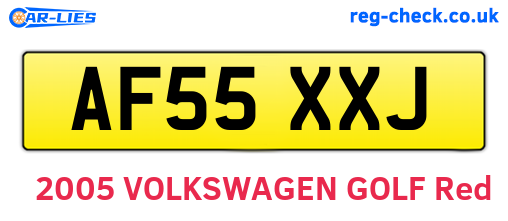 AF55XXJ are the vehicle registration plates.