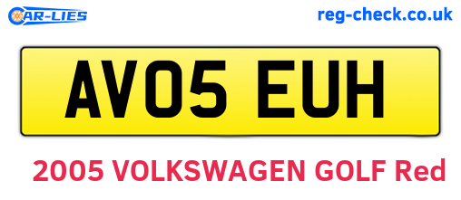 AV05EUH are the vehicle registration plates.