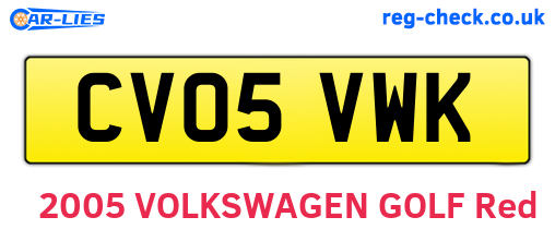 CV05VWK are the vehicle registration plates.