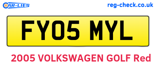 FY05MYL are the vehicle registration plates.