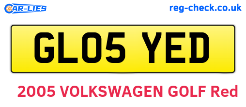 GL05YED are the vehicle registration plates.