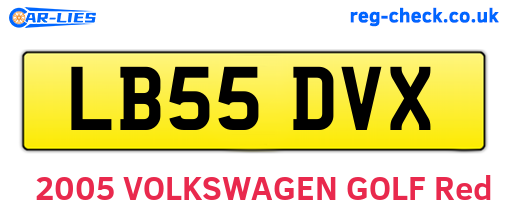 LB55DVX are the vehicle registration plates.