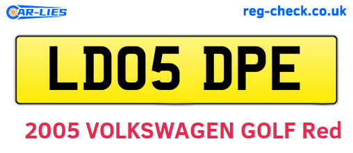 LD05DPE are the vehicle registration plates.
