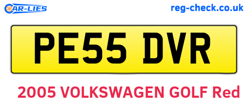 PE55DVR are the vehicle registration plates.