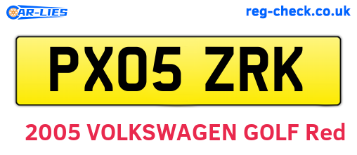 PX05ZRK are the vehicle registration plates.