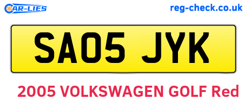 SA05JYK are the vehicle registration plates.