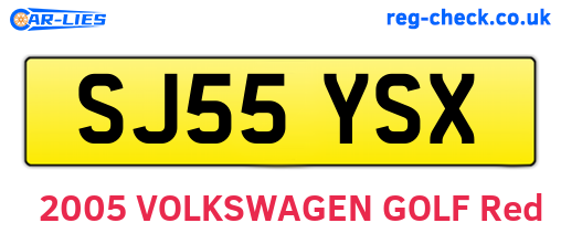 SJ55YSX are the vehicle registration plates.