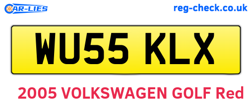 WU55KLX are the vehicle registration plates.