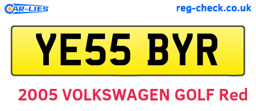 YE55BYR are the vehicle registration plates.