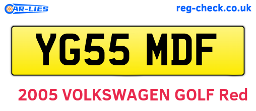 YG55MDF are the vehicle registration plates.