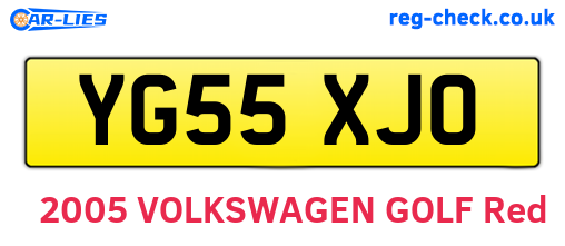 YG55XJO are the vehicle registration plates.