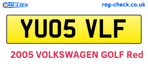 YU05VLF are the vehicle registration plates.