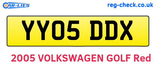 YY05DDX are the vehicle registration plates.