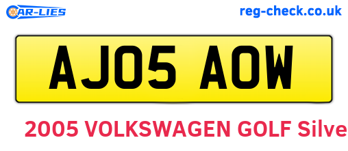 AJ05AOW are the vehicle registration plates.