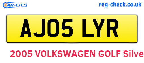 AJ05LYR are the vehicle registration plates.