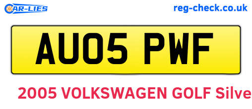 AU05PWF are the vehicle registration plates.