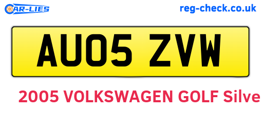 AU05ZVW are the vehicle registration plates.