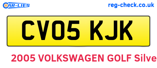 CV05KJK are the vehicle registration plates.