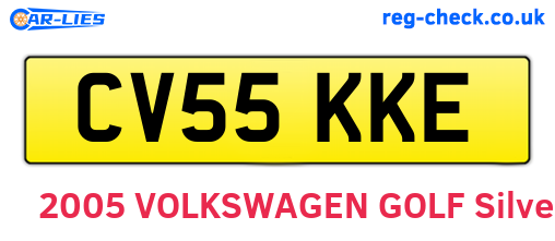 CV55KKE are the vehicle registration plates.
