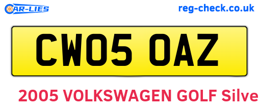 CW05OAZ are the vehicle registration plates.