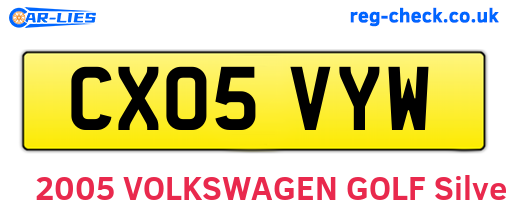 CX05VYW are the vehicle registration plates.