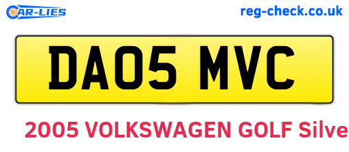 DA05MVC are the vehicle registration plates.