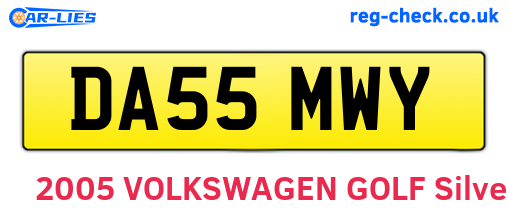 DA55MWY are the vehicle registration plates.