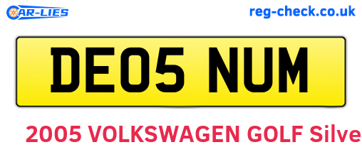 DE05NUM are the vehicle registration plates.