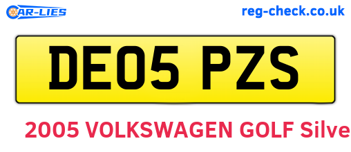 DE05PZS are the vehicle registration plates.