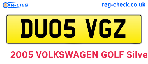 DU05VGZ are the vehicle registration plates.
