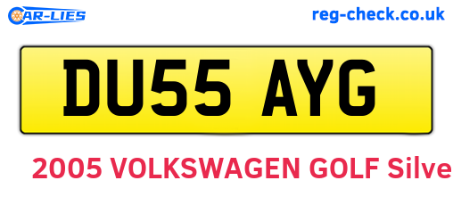 DU55AYG are the vehicle registration plates.