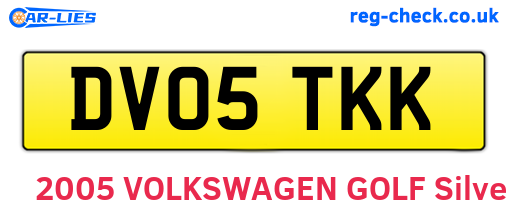 DV05TKK are the vehicle registration plates.