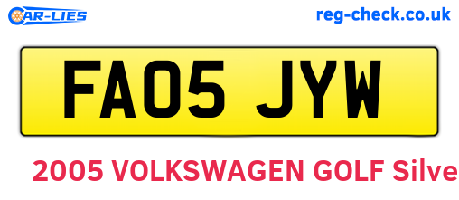 FA05JYW are the vehicle registration plates.
